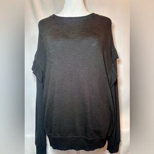 Time and Tru Black  Ruffle Long Sleeve Top